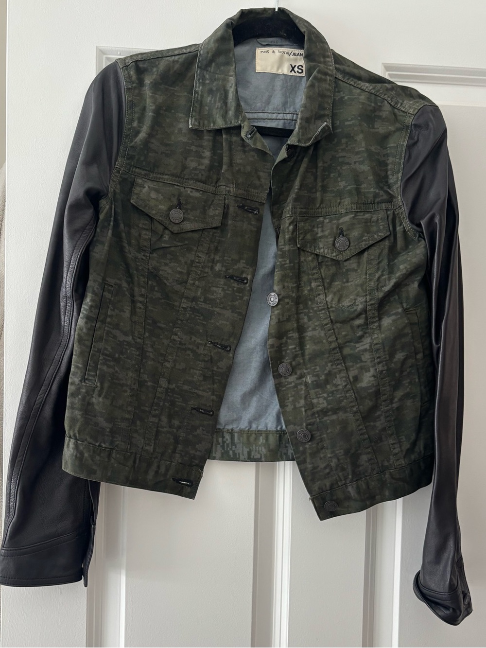 Rag & Bone leather / army green jacket